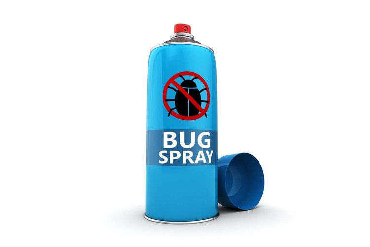 Spray de pulverización azul de los insectos