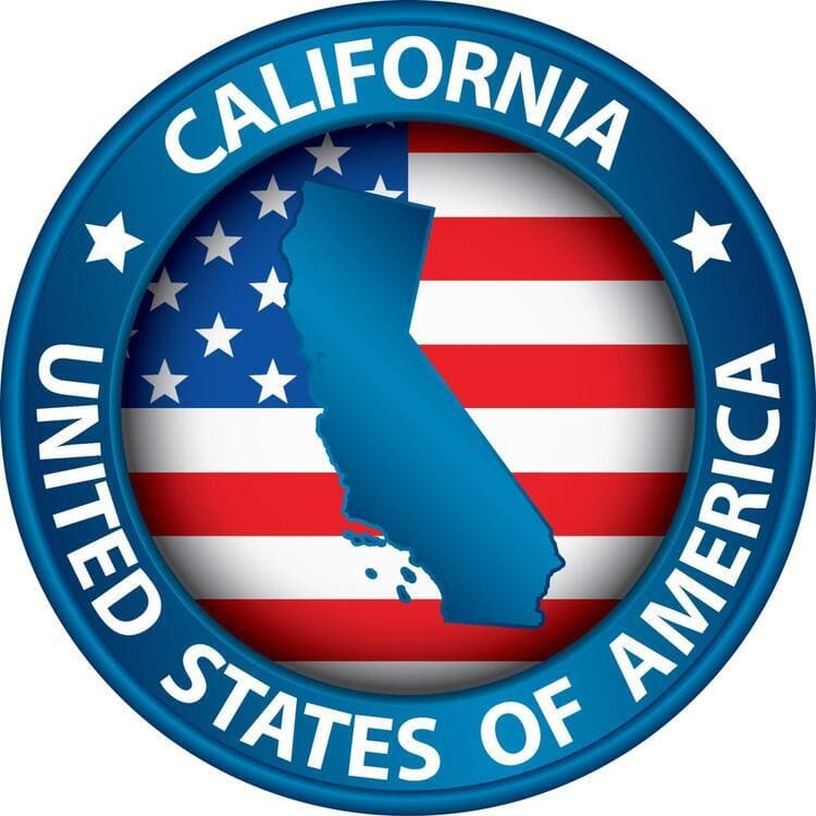 Sello azul estadounidense con California