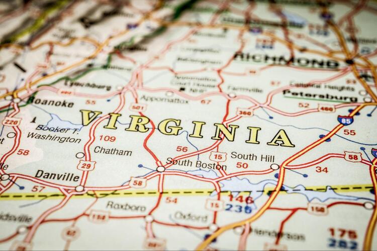 Mapa estatal de Virginia
